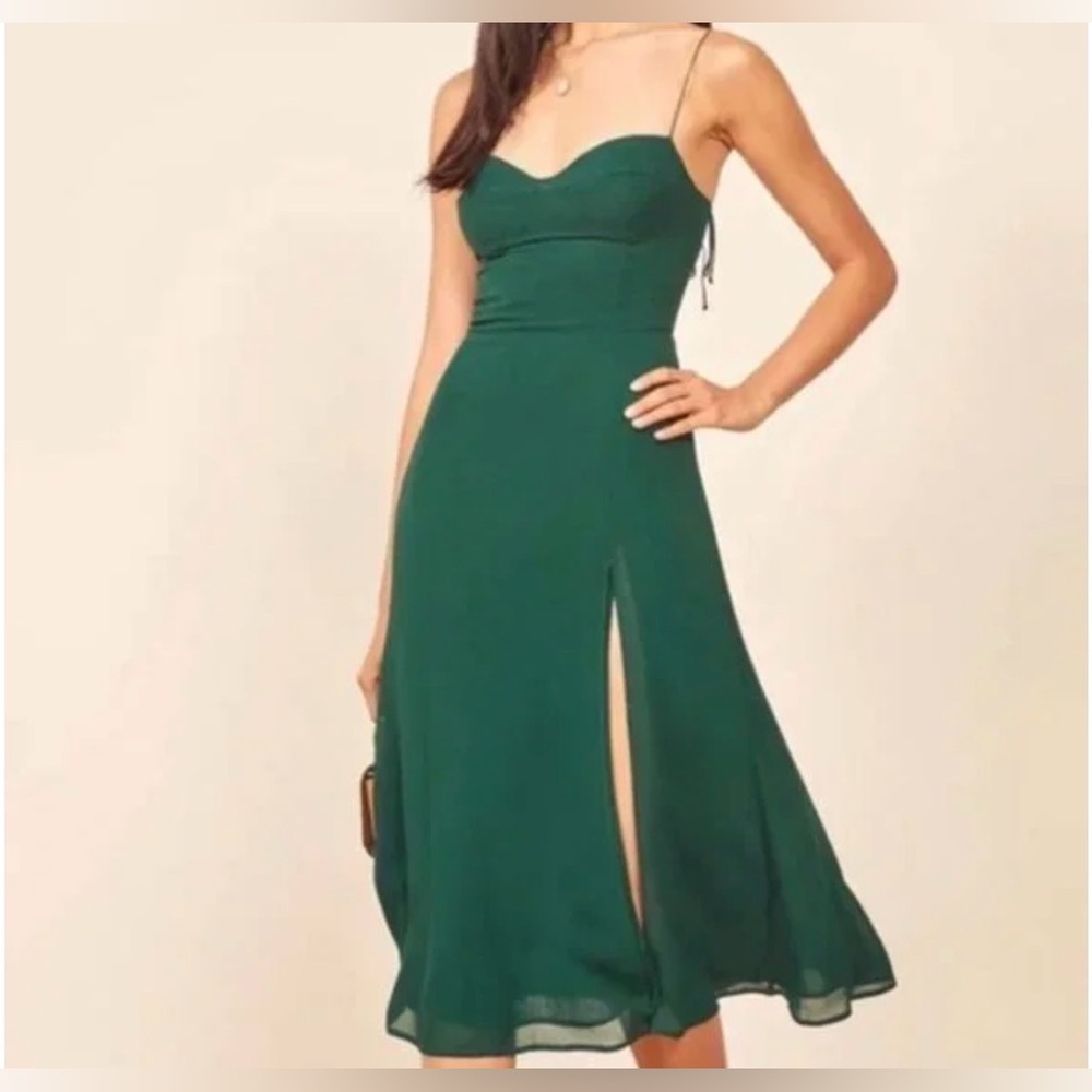 Reformation Emerald Green Spaghetti-Strap Maxi Dress